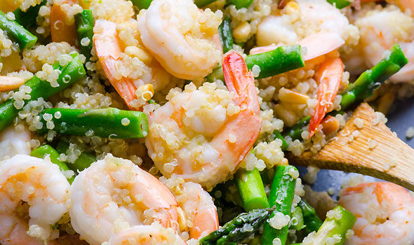 Shrimp & Asparagus over Quinoa